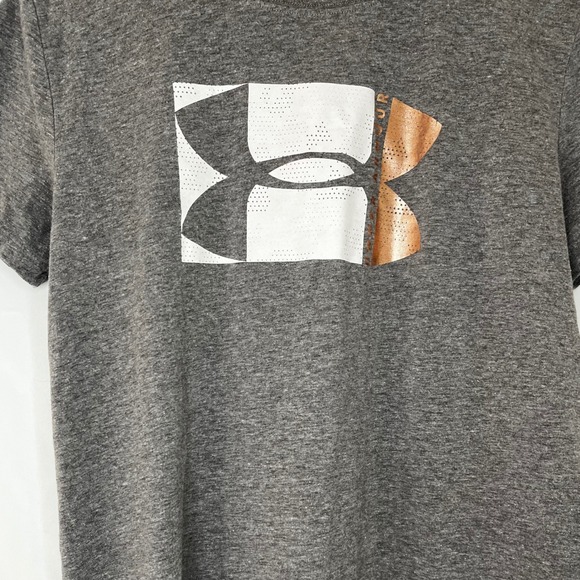 Under Armour Women Gray Heather Classic Tee Athletic Logo Shirt S P CH - Picture 3 of 5